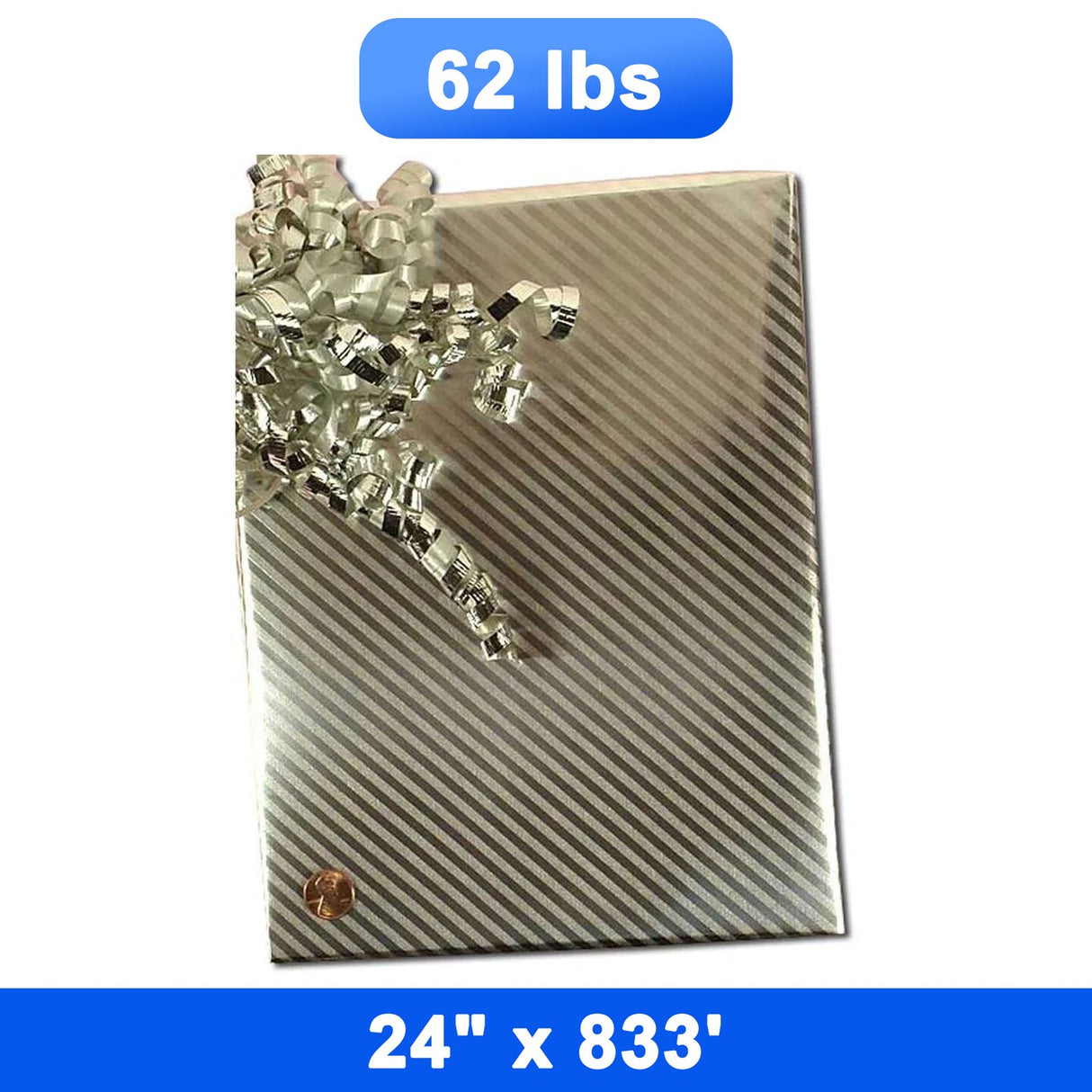Versatile Striped Gift Wrap 24" x 833' Roll 62 lbs