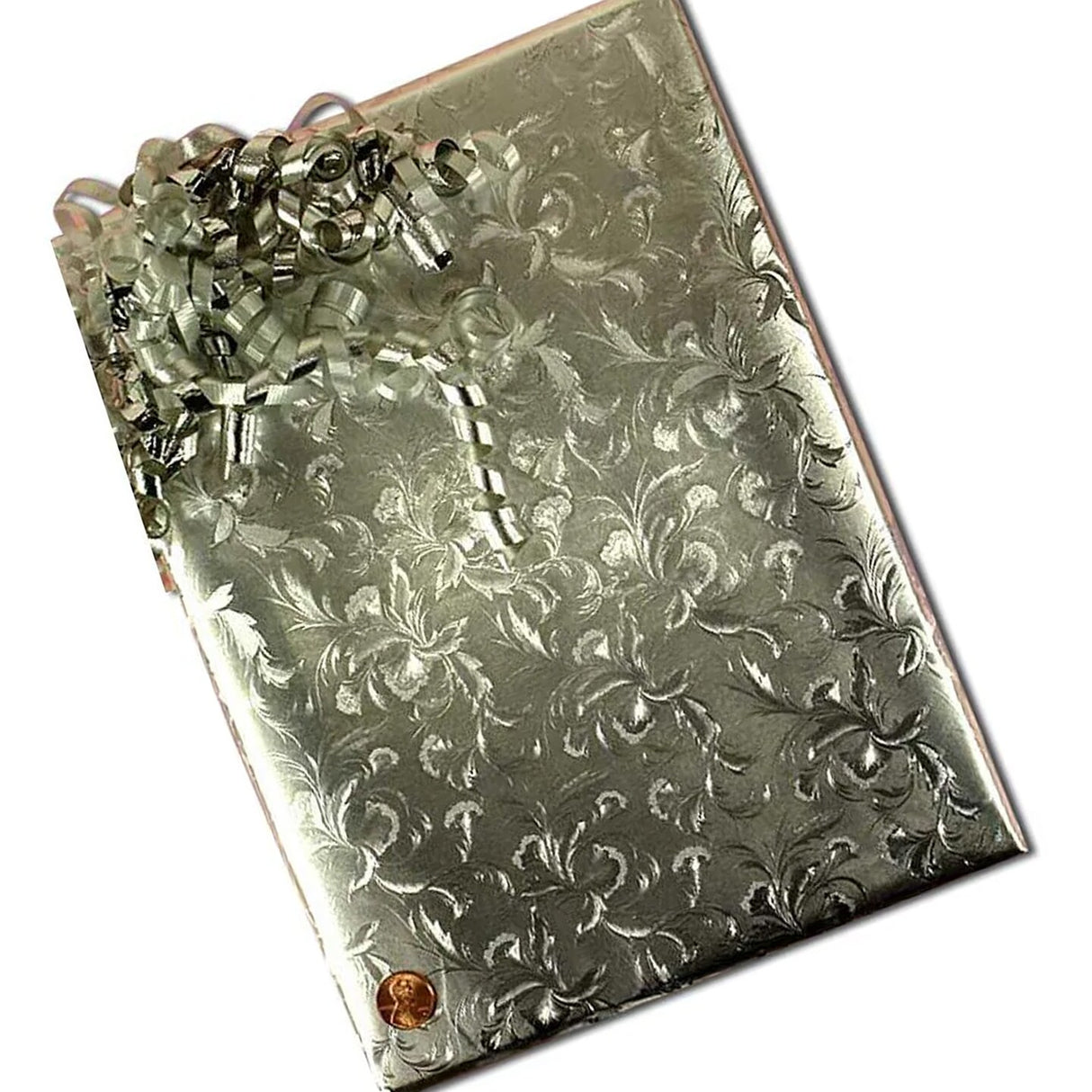 Silver Large Floral Embossed Metallic Wrapping Paper 30" x 417" Roll