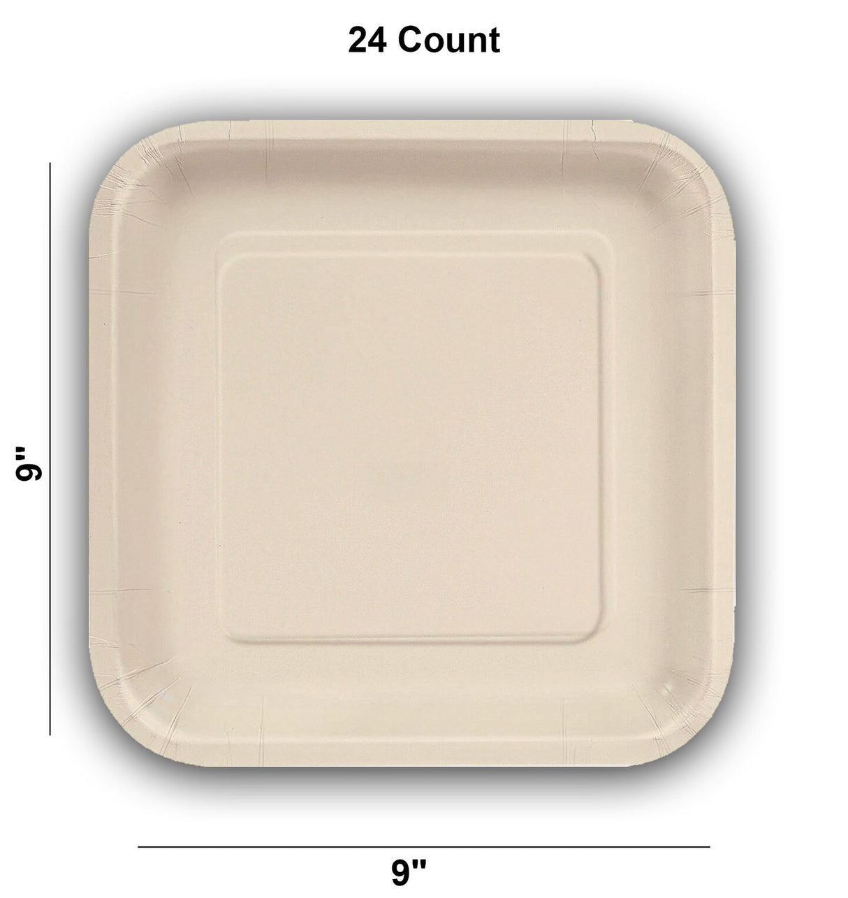 24 Count Ivory Square Paper Dinner Plates 9" Disposable Elegant Party Tableware