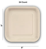 24 Count Ivory Square Paper Dinner Plates 9" Disposable Elegant Party Tableware