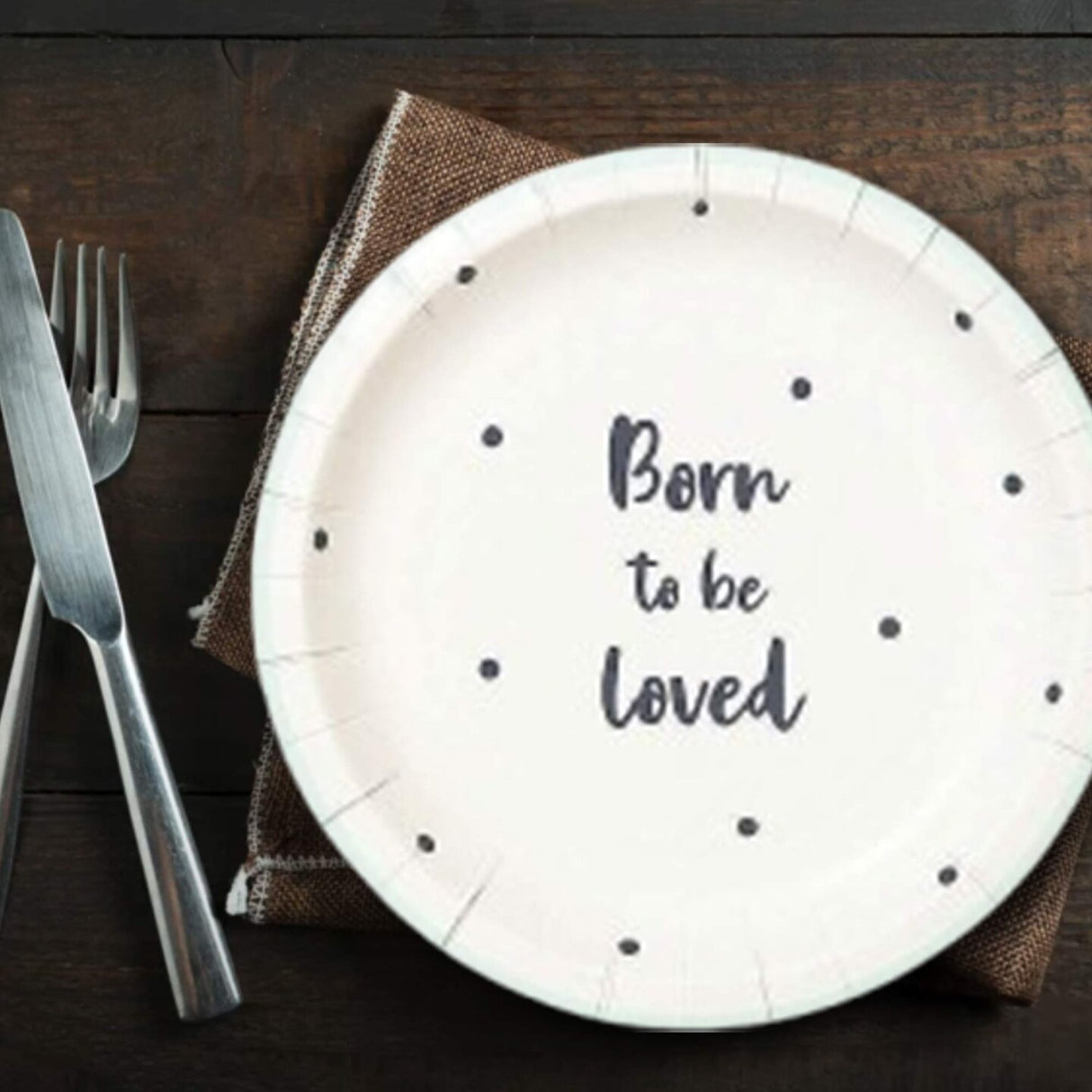 12 Count Talking Tables Born To Be Loved Paper Dessert Plates 7 Inch