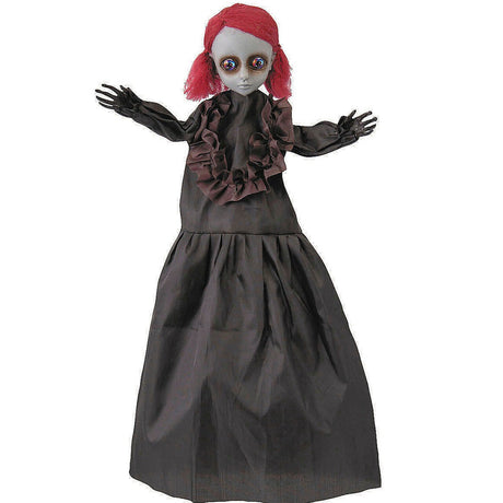 Hanging Doll with Red Hair Halloween Decoration 19 3/4"