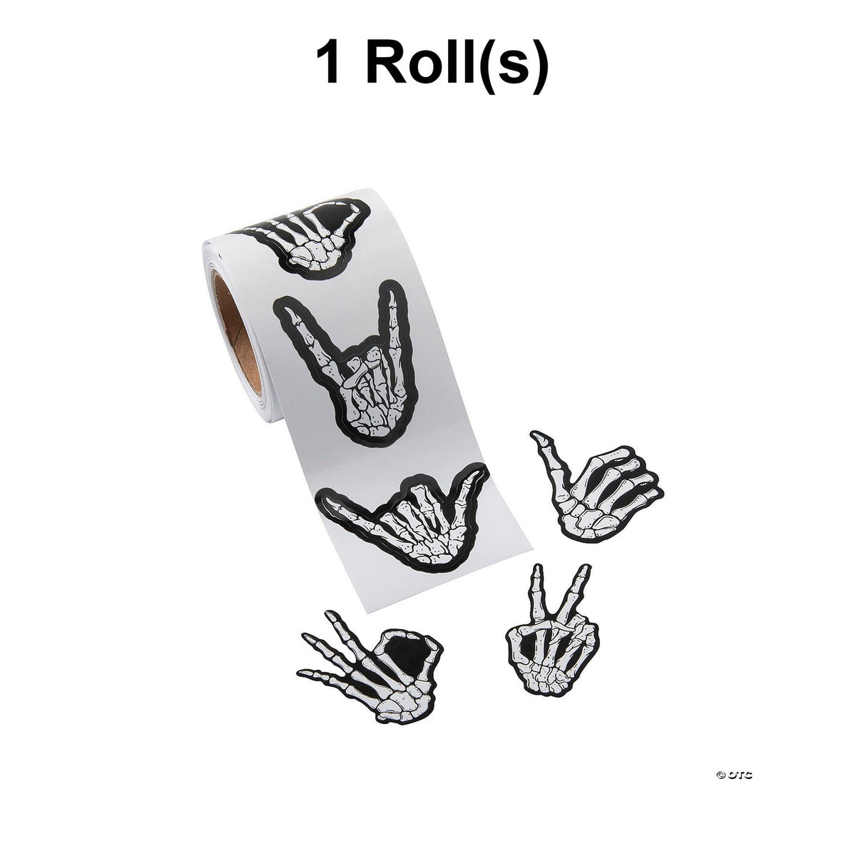 1 1/2" Skeleton Hands Sticker Roll 100 Pc.