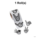 1 1/2" Skeleton Hands Sticker Roll 100 Pc.