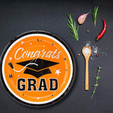 25 Count Orange Congrats Grad Solid Color Paper Dessert Plates Disposable Graduation Party