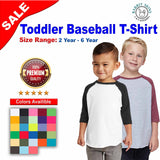 RADYAN® Toddler Baseball Fine Jersey Three-Quarter Sleeve T-Shirt