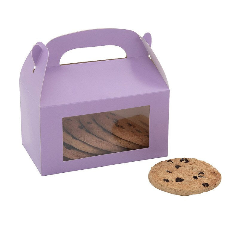 Blue Cardstock Treat Boxes with Display Window – 12 Pack (6" x 7")