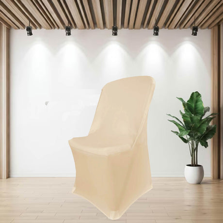 1 Piece Champagne Spandex Chair Slipcover Stretch Fit for Lifetime Folding Chair