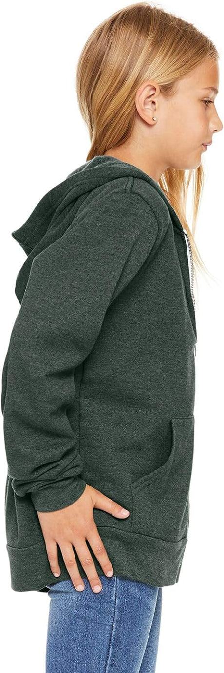 BELLA + CANVAS 3739Y Youth Sponge Fleece Full-Zip Hoodie - 3739Y in Dark Grey Heather