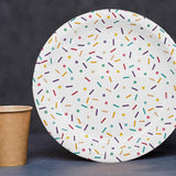8 Ct. Ice Cream Party Sprinkles Paper Dessert Plates 7" Dessert Plates, Cute Ice Cream Birthday Tableware