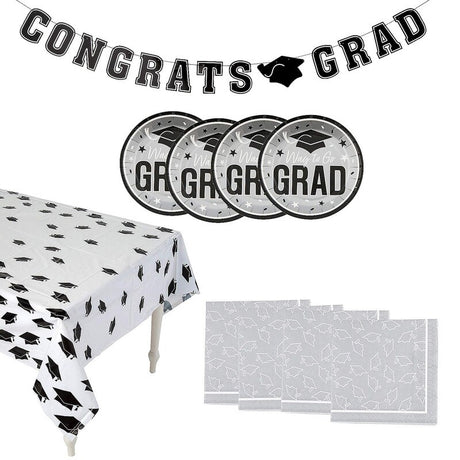 102 Pieces Graduation Party Solid Color Dessert Disposable Tableware Kit for 50 Guests