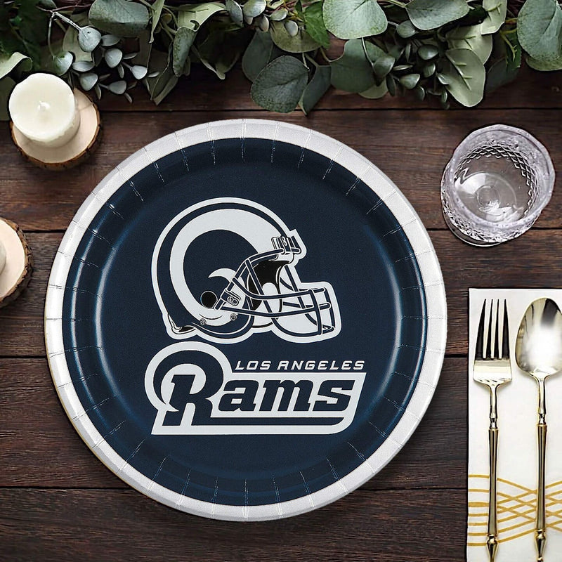 8 Count Los Angeles Rams Football Dessert Plates 7" Game Day Paper Plates