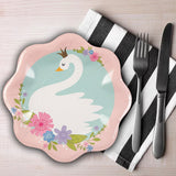 8 Ct. Sweet Swan Party Paper Dinner Plates 10.5" Disposable Elegant Birthday Plates