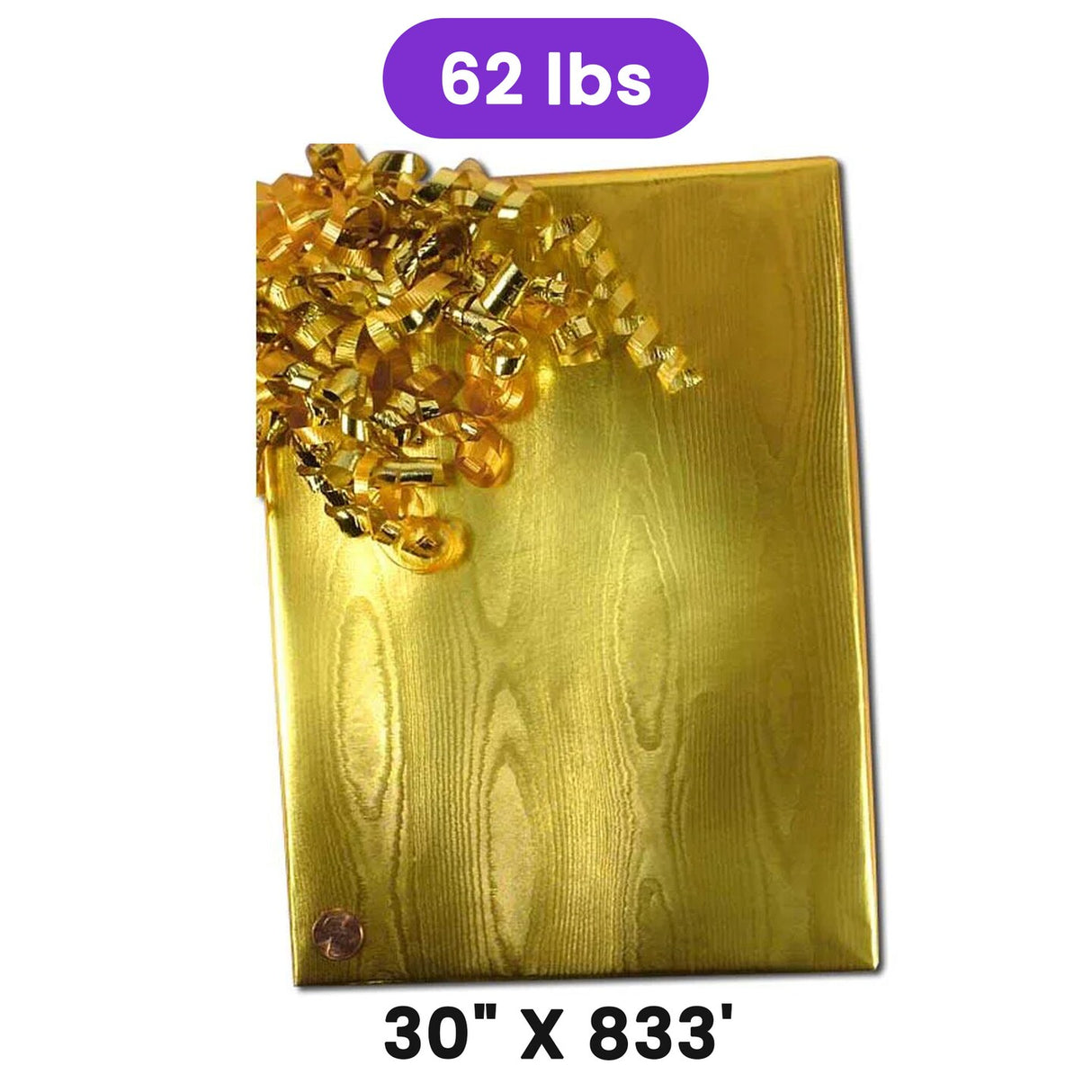Gold Watercolor Embossed Metallic Wrapping Paper 30" x 833" Jumbo Roll