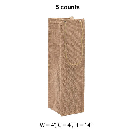 Jute Cord Handle Wine Bags 4 '' X 4 '' X 14 '' Natural