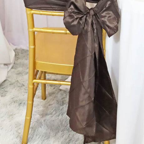 10 Pieces Refined 9.5x108 inch Pintuck Taffeta Chair Sashes Chocolate