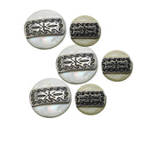 24L (15mm / 5/8") Ivory Pearl Shell Buttons Starburst Silver Center Shank Style Craft Button