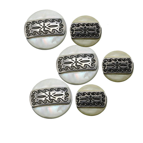 24L (15mm / 5/8") Ivory Pearl Shell Buttons Starburst Silver Center Shank Style Craft Button