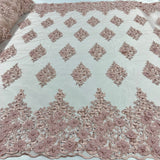 Beaded 3D Floral Lace Fabric 52" Wide