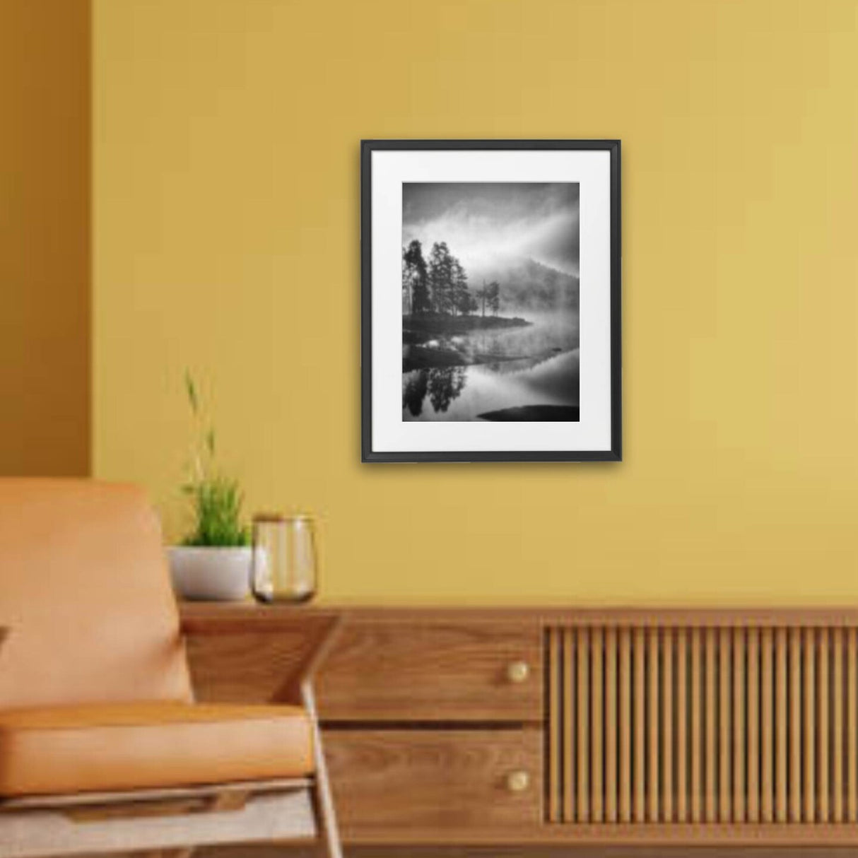 Black Frame with Mount, 16x20" – Horizontal/Vertical, No-Nail Hanging, Safe Front Protection!