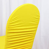 1 Piece Canary Yellow Ruffle Chair Cover, Rouge Spandex for Banquet Chairs