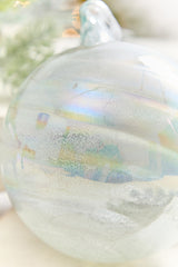 5" Pale Blue Iridescent Glass Ball Ornament