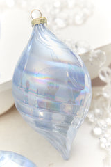 4" - 7" Light Blue Iridescent Glass Ornament