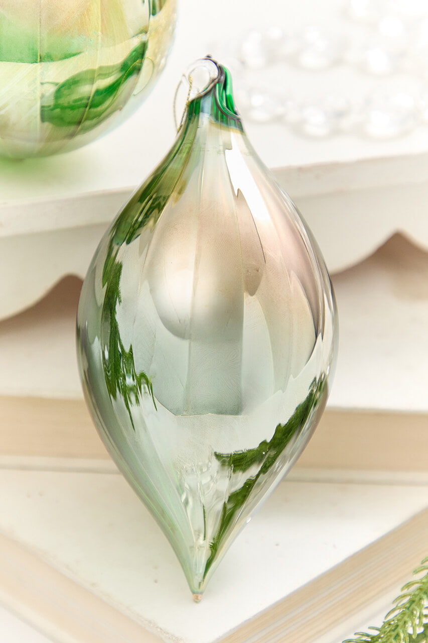 4" - 7" Brushed Copper & Reflective Blown Glass Ornament