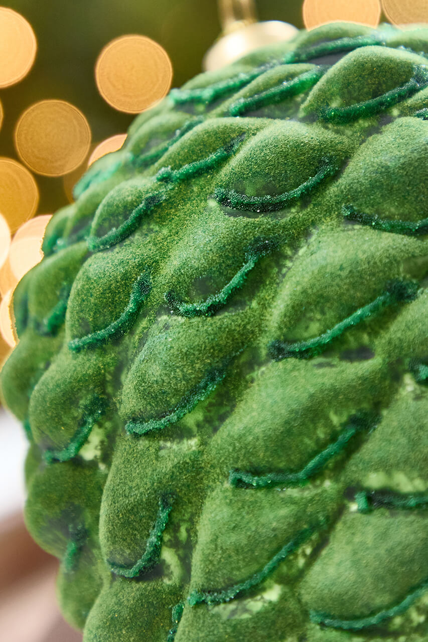 8.5" Green Flocked Pinecone Ornament