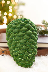 8.5" Green Flocked Pinecone Ornament