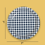 8 Count Navy Gingham Paper Dessert Plates 7" Rustic Party Checkered Plates