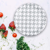Silver Houndstooth Print Round Paper Dinner Plates 8 Count