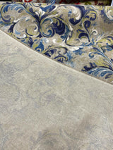 Boki Art Cotton Polyester Fabric - Blue Digital Print Floral Paisley, 56" Width (1 Yard)
