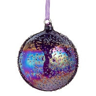 4" Iridescent Purple Glass Ball Ornament