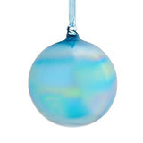 4" Iridescent Blue Glass Ball Ornament
