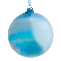 5" Iridescent Blue Glass Ball Ornament