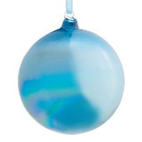 5" Iridescent Blue Glass Ball Ornament