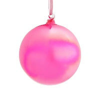4" Iridescent Neon Pink Glass Ball Ornament