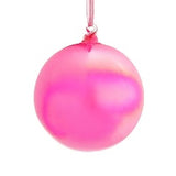 4" Iridescent Neon Pink Glass Ball Ornament