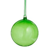4" Sheer Green Glass Ball Ornament