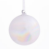 4" Iridescent White Glass Ball Ornament