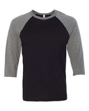 Classic raglan baseball tee in White/Black, White/Navy, White/Red and Athletic Heather/Black cotton jersey