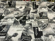 Galactic Sci-Fi Red Planet Cotton Duck Print Fabric - Black, White, Gray Space Scene, 54" Width (1 Yard)