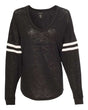 Women's Slub Jersey Varsitee V-Neck Long Sleeve T-Shirt