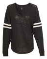 Women's Slub Jersey Varsitee V-Neck Long Sleeve T-Shirt