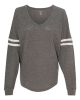 Women's Slub Jersey Varsitee V-Neck Long Sleeve T-Shirt
