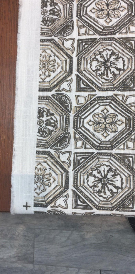 Valencia Linen Rayon Fabric - Antique Camel, 54" Width, Vertical Repeat 6.31", Horizontal Repeat 6.75" (1 Yard)