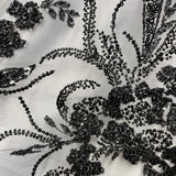 Beaded Lace Fabric on Polyester Net Mesh
