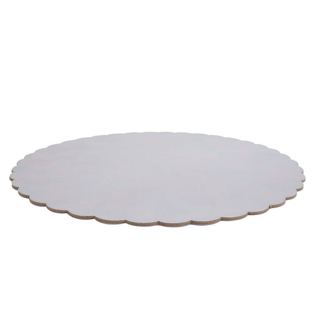 Silver Scalloped Round Cake Board, 10" x 3/32" Thick - Pack of 10