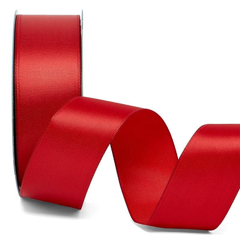 Woven-In Wired Satin Ribbon 2 1/2 '' X 25 yd Red Color
